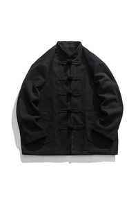 24年冬加绒日系毛呢布扣唐装汉服风外套棉衣 JK50 P135图片
