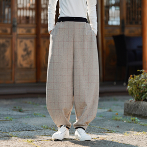 二四年宽松加大码呢裤厚风唐装汉服搭配休闲裤K192P80