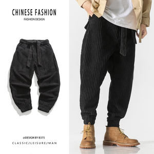 冬加大码厚加绒复古太极裤汉服风休闲绒休闲裤 K148 P75图片