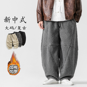 25加大码宽松毛绒厚立体加大码厚古风风休闲裤 K174-1 P80图片
