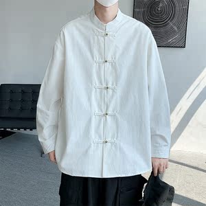 冬季宽松古风加绒加厚立领中式婚礼风衬衫 JK42-1 P110，男装衬衫，电商B375