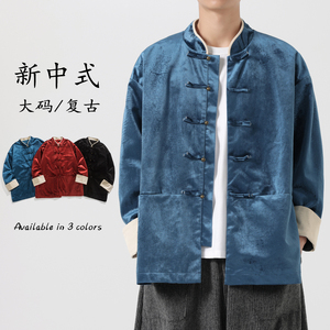 秋季宽松加大码立领两面唐装外套新中式风夹克JK68P110,小香风汉服搭配图片