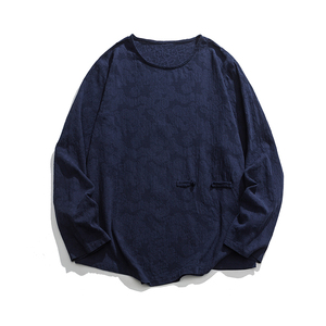 25年宽松打底中式棉麻圆领套头日系风长袖T恤 T73 P50，男装T恤，电商B375