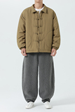 2024加大码棉衣纯色翻领布扣汉服模特图风厚JK71P130，男装棉衣，电商B375