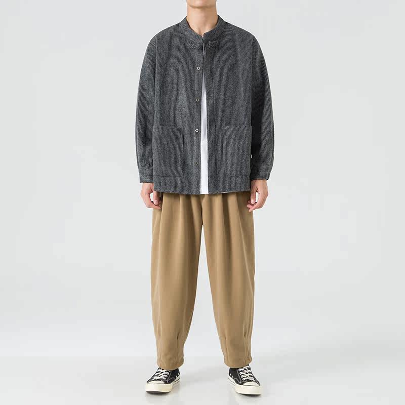 2025冬季新中式宽松唐装汉服打底厚毛呢风夹克JK49P75,男装T恤,电商B375
