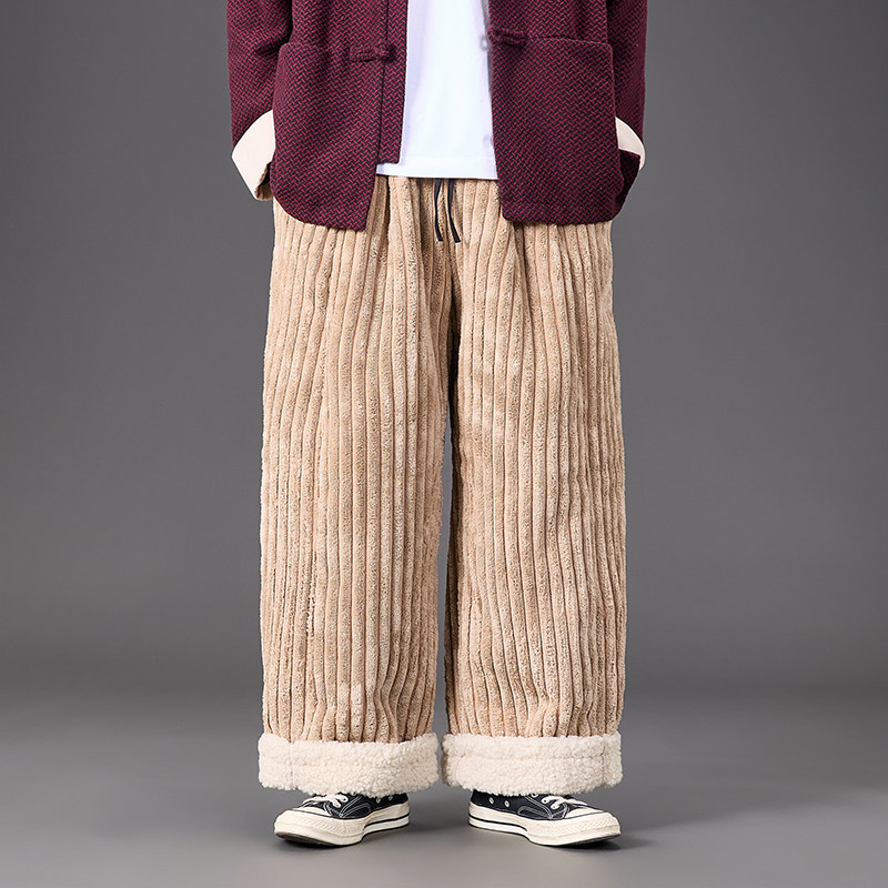 2025日系冬季厚保暖阔腿风汉服搭配加绒休闲裤 K214 P95图片