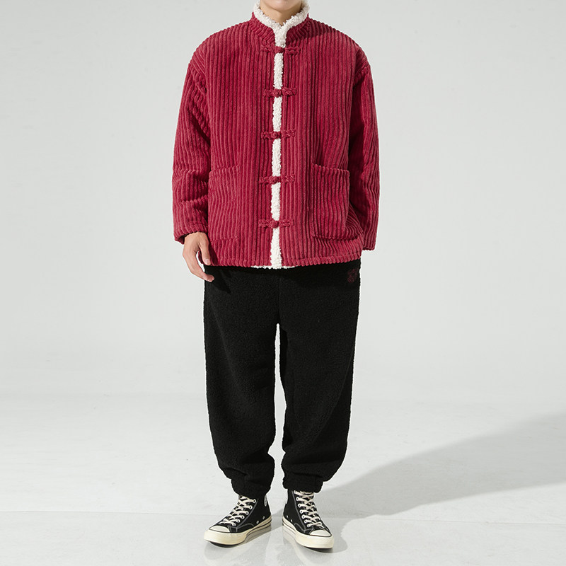 2024加大码宽松直筒毛绒厚风棉服汉服唐装JK36P90,男装棉衣,电商B375