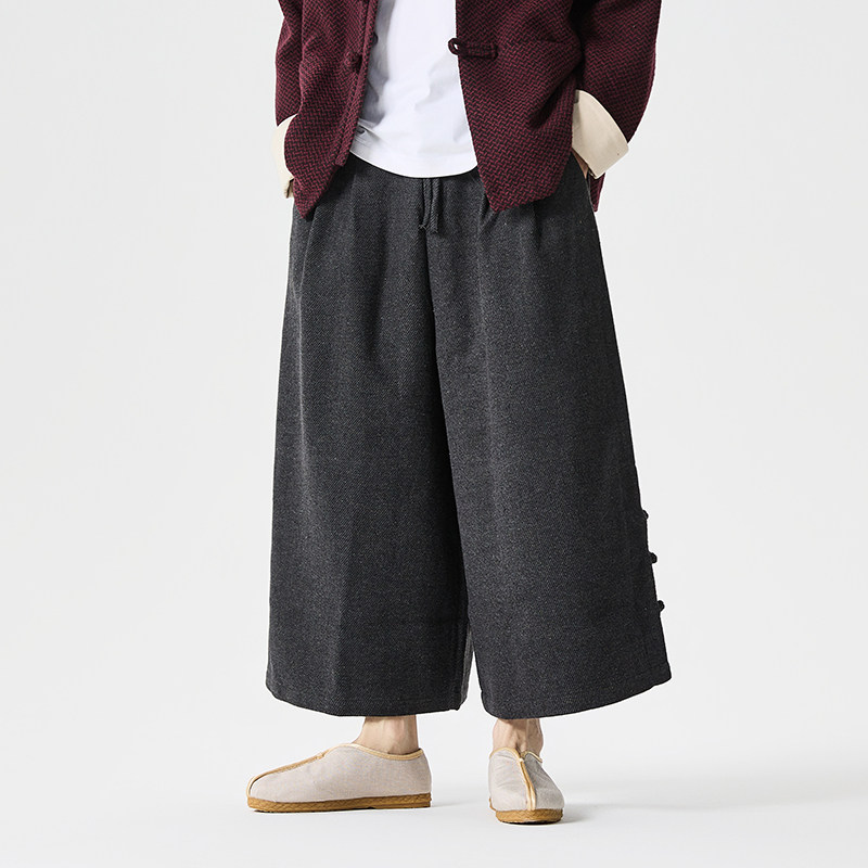 秋冬季宽松盘扣裙裤宽松垮裤汉服唐装风裙裤K207P75,男装民族服装,电商B375