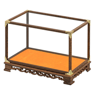 红木玻璃罩观音佛像文玩古董工艺品摆件鸡翅木宝笼展示防尘罩定制