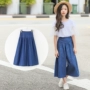 Quần bé gái mùa hè mỏng phần 12-15 tuổi 10 trẻ lớn 8 chín điểm quần lửng ống rộng cho bé quần denim ống rộng - Quần jean quan jean tre em