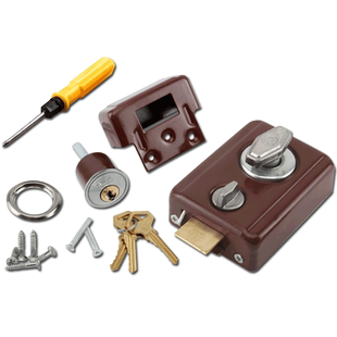 三保险牛头锁老式房门锁牛头牌弹子门锁外装门锁牛头三保险锁包邮