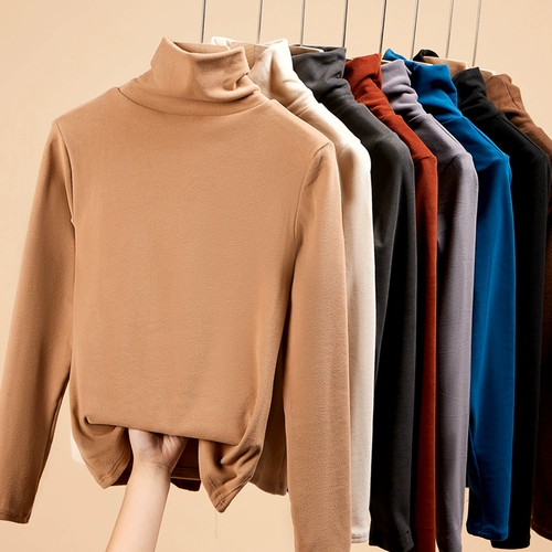 2022 Новая немецкая бархатная половина водолазки плюс бархатная утолщенная базовая рубашка для женщин с осенью и зимним модным и высококачественным ощущением