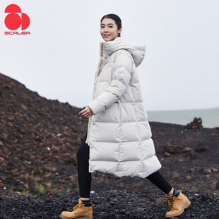 SCALER思凯乐秋冬女款新款韩版鹅绒立体显瘦长款羽绒服F6103599
