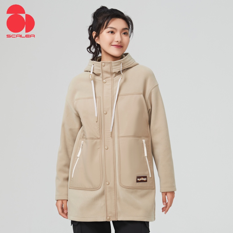 思凯乐户外女中长款抓绒衣
