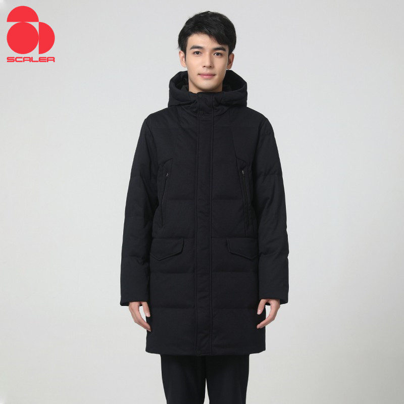 思凯乐男士中长针织保暖鹅绒服