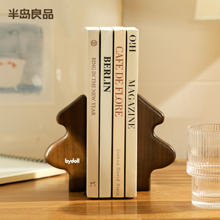 学生桌面实木书立拼装伸缩防倒金属书本书挡办公室ins书架收纳盒