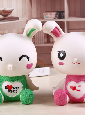 创意可爱大号兔子搪胶存钱罐摆件