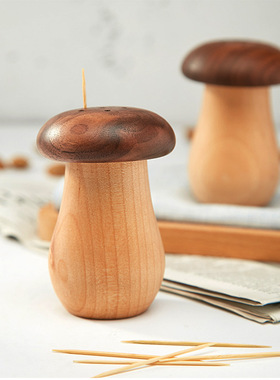 创意田园蘑菇牙签盒古风摆件