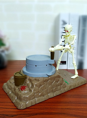 有钱能使鬼推磨骷髅头存钱罐摆件