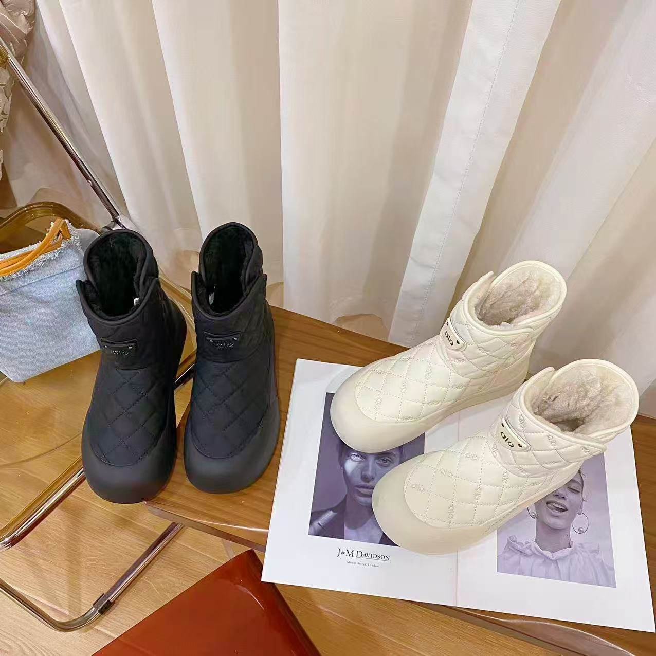 韩版时尚真皮羊毛保暖雪地靴女