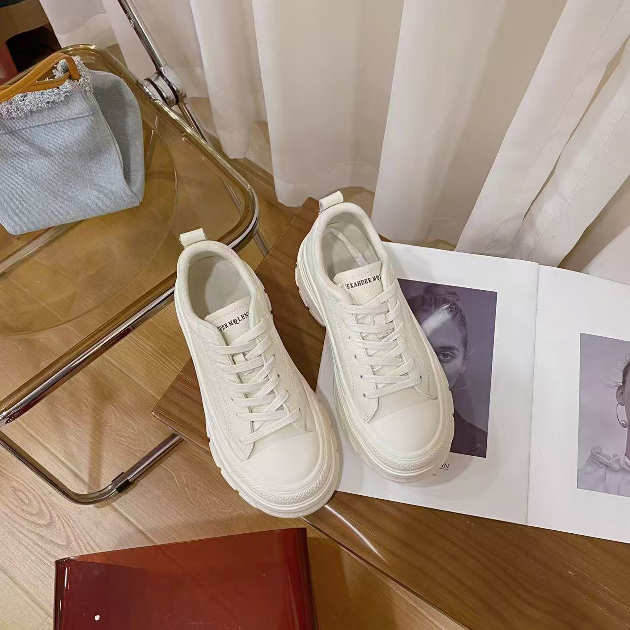 韩版真皮时尚休闲运动鞋女