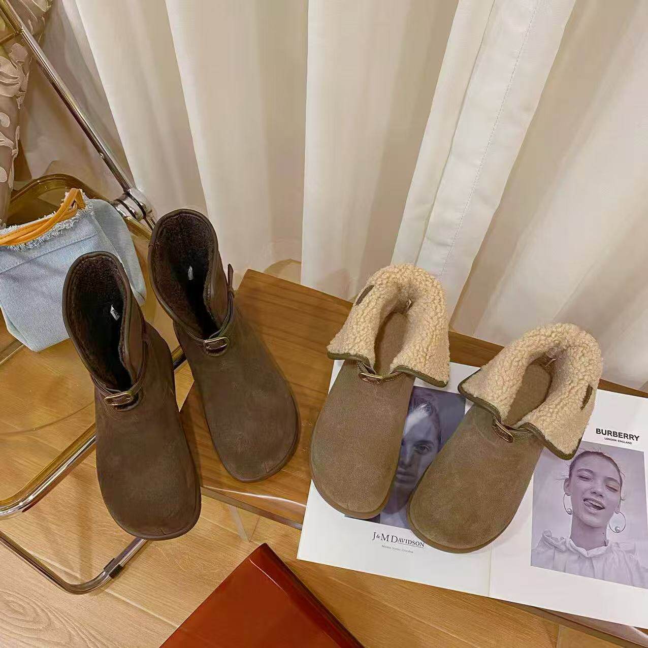 时尚真皮羊毛保暖雪地靴女