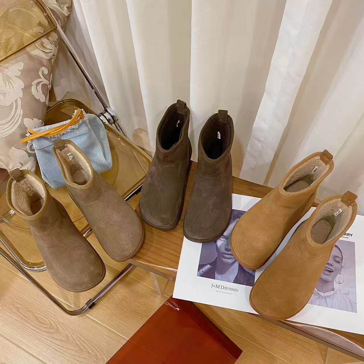 时尚真皮羊毛保暖雪地靴女