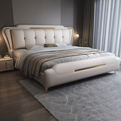 现代简约北欧科技布艺双人主卧1.8米轻奢免洗实木小户型1.5米婚床