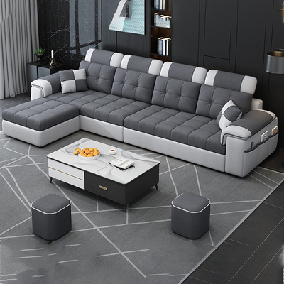 棉麻布艺沙发小户型客厅简约现代科技布经济型出租房免洗沙发组合