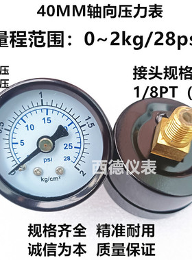 Y-40Z,40MM背接0－2KG气压表，压力表，水压表，液压表