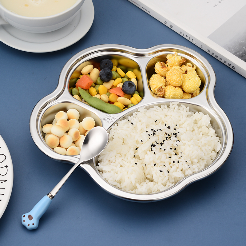 饭碗304不锈钢儿童猫爪餐盘卡通