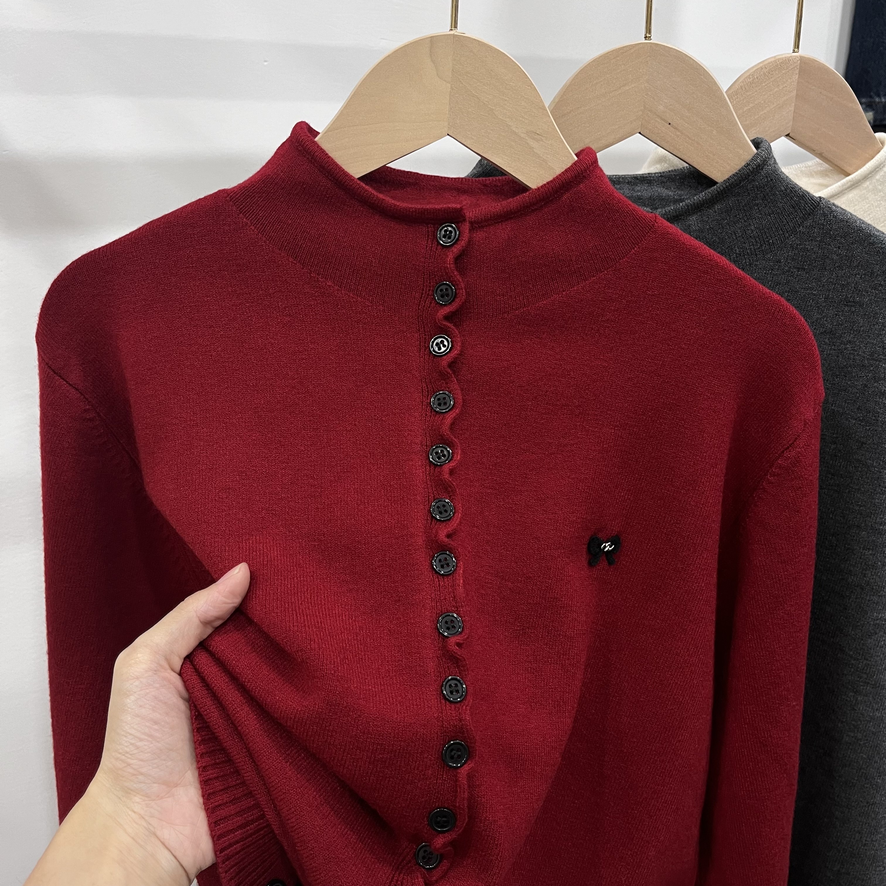 红色针织开衫2026新款外套女小个子厚毛衣内搭长袖打底配裙子上衣,女装/女士精品,毛针织衫,淘宝优惠券,粉丝福利购,淘宝优惠卷