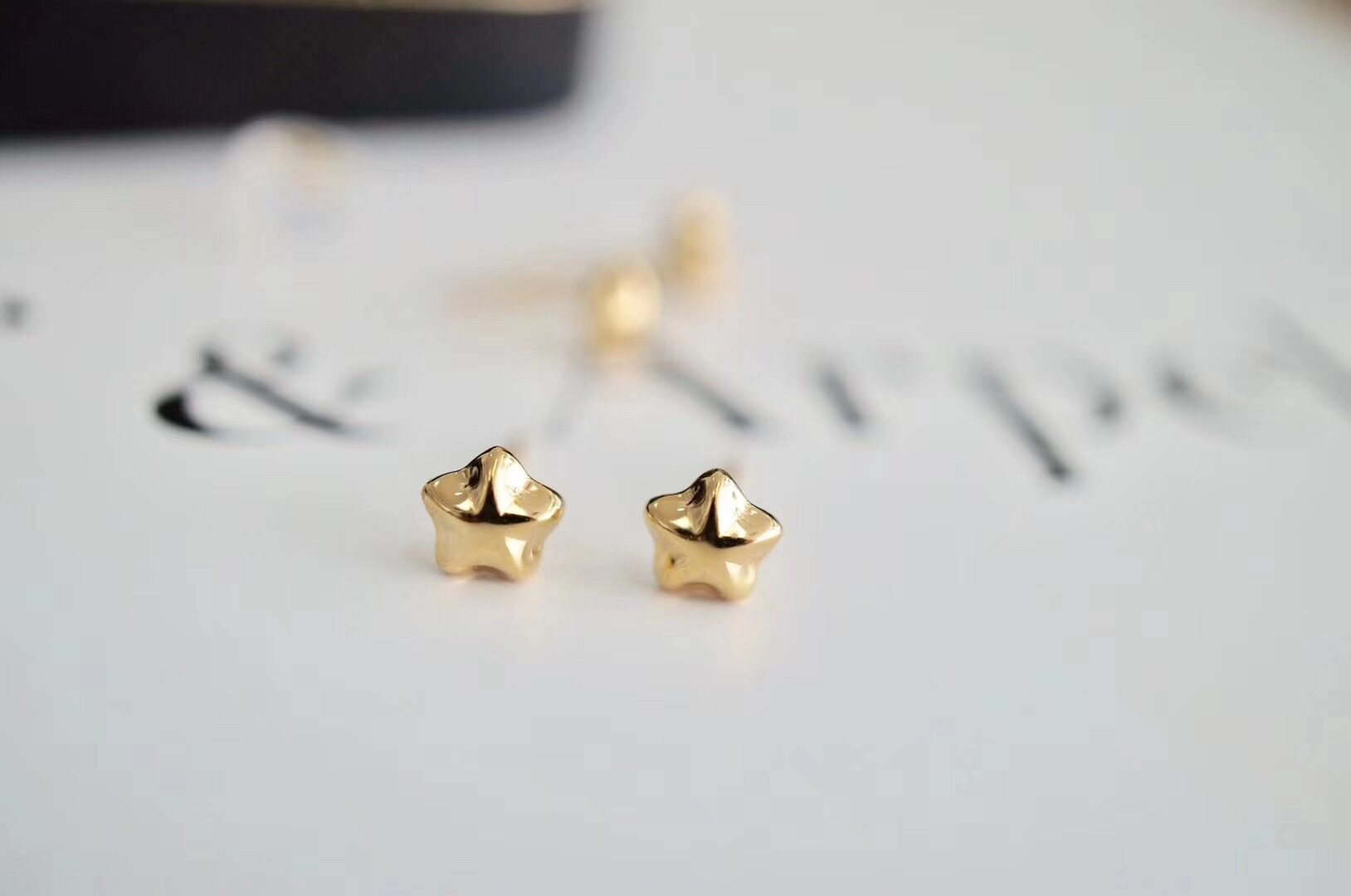 特价日本代购饰品4mm五角星星18K黄金玫瑰金白金耳骨耳钉耳环女