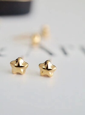 特价日本代购饰品4mm五角星星18K黄金玫瑰金白金耳骨耳钉耳环女