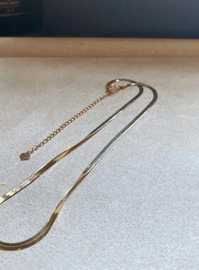 现货日本制ins风蛇骨项链18k黄金素链45厘米可调节