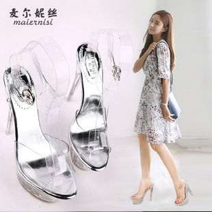Strap 透明防水台超高跟凉鞋 Ankle Stiletto Heels ClearPlatform
