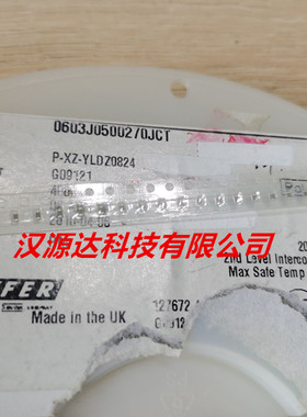 0603J0500270JCT CAP CER 27PF 50V C0G/NP0 0603