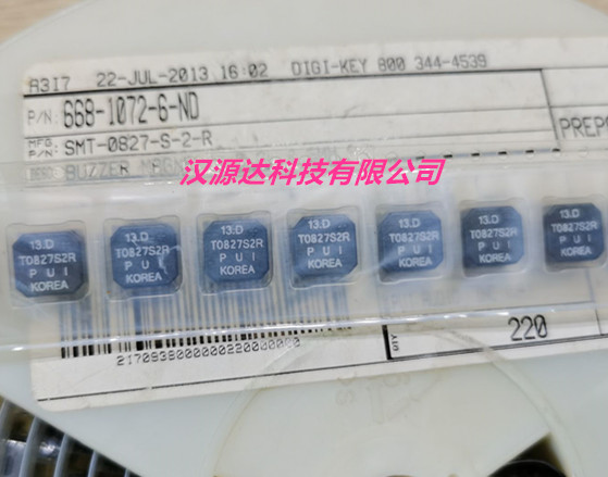 SMT-0827-S-2-R PUI AUDIO贴片蜂鸣器3.6V 2.5-4.5V 2.7KHZ 8*8