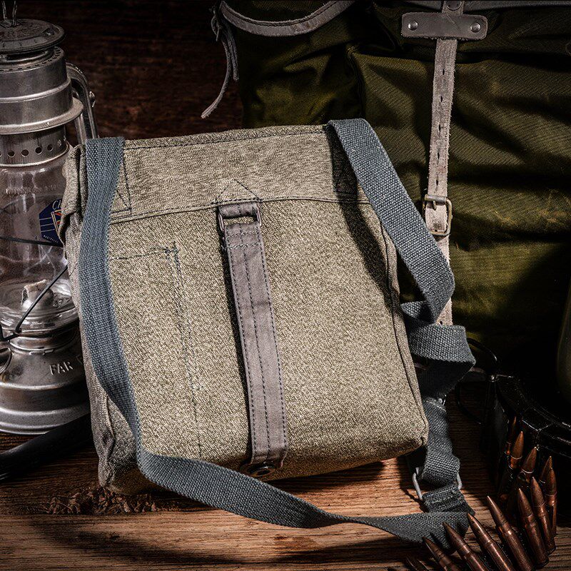 60年代瑞士胡椒盐工具挎包帆布邮差包军版单肩包复古vintage收藏