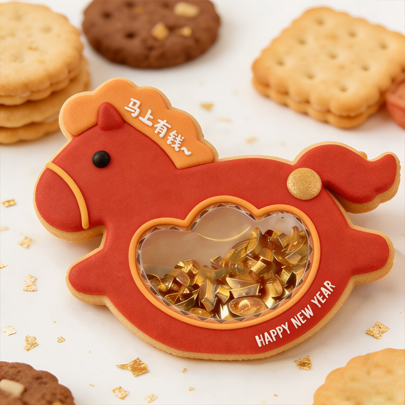卡通拼装摇摇元宝马新年2026饼干模具翻糖3D立体曲奇糖霜饼干压模