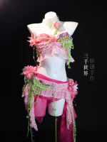 Original pink rose red simulated flower strapless forest-themed fairy photo set, pure Desire private scarf beach bikini set thumbnail 6
