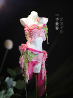 Original pink rose red simulated flower strapless forest-themed fairy photo set, pure Desire private scarf beach bikini set thumbnail 4