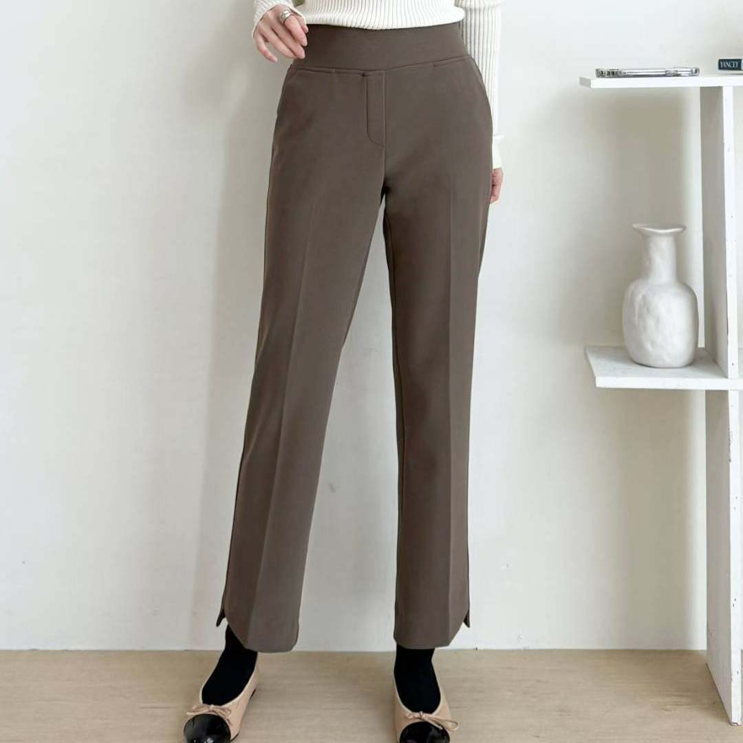 韩国代购eltoo冬季加绒修身小脚西裤 弹力显瘦松紧腰加厚休闲裤