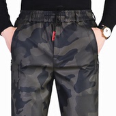 皮裤 直筒宽松皮毛一体工作中老年裤 子男士 防水软皮加绒加厚秋冬季