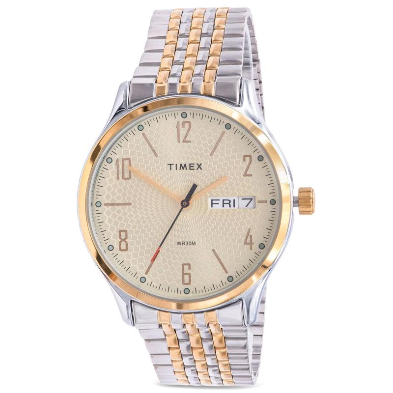代购Timex天美时男士腕表日历日期星期计时金属双色钢带防水