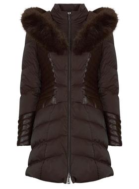 代购GUESS女士羽绒服保暖防风抗寒连帽长款毛领绗缝冬季户外外套