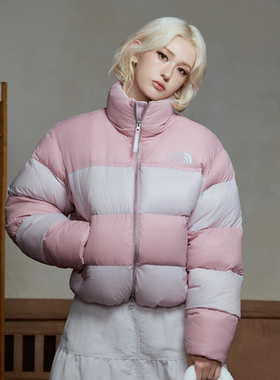 代购the north face北面女士羽绒服保暖时尚彩虹拼色休闲羽绒衣
