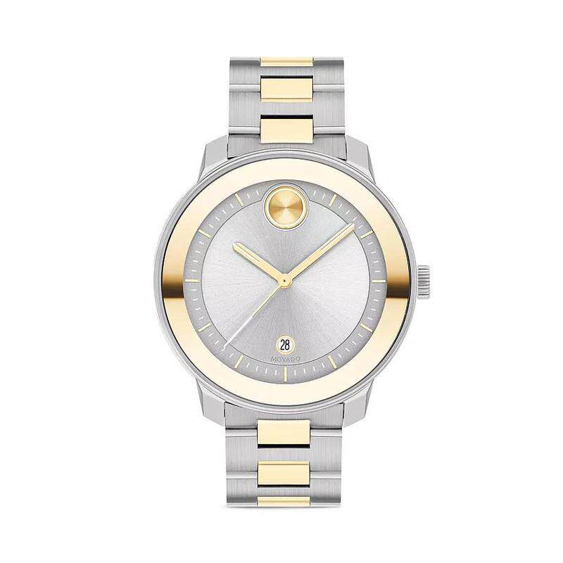 正品瑞士手表摩凡陀movado女士时尚舒适间金钢带夜光日历石英腕表