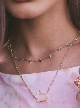 代购Kendra Scott Bunny腮红粉兔子造型女士项链时尚优雅金色链条