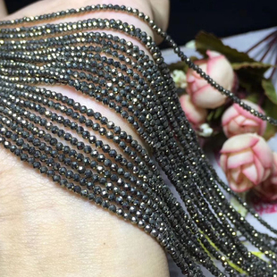 天然黄金矿切面刻面散珠太赫兹切角半成品 黄铜矿2mm流苏脚链配饰